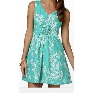 Lilly Pulitzer Parker Dress Birds & Bees Lagoon Green Rosette Mini Size 4